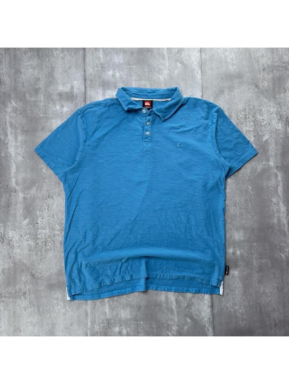 Y2K Light Blue Quiksilver Surf Grunge Skater Polo Shirt
